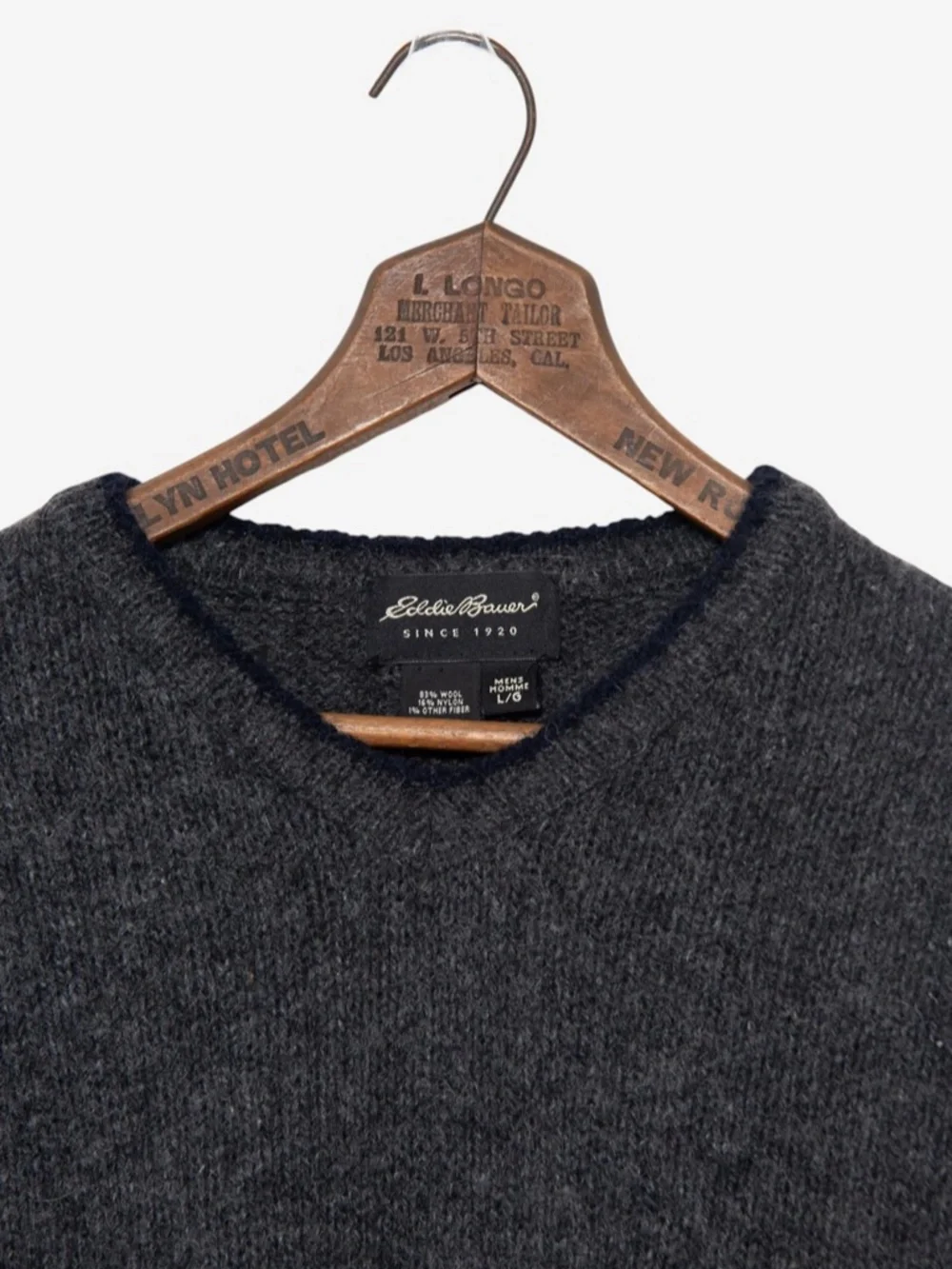 vintage y2k gray eddie bauer v-neck striped wool preppy dark academia sweater